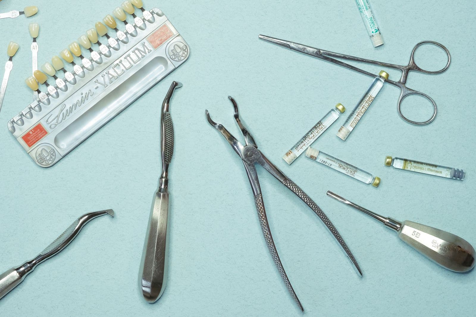 Detailed view of sterile medical instruments used in dental and diagnostic care